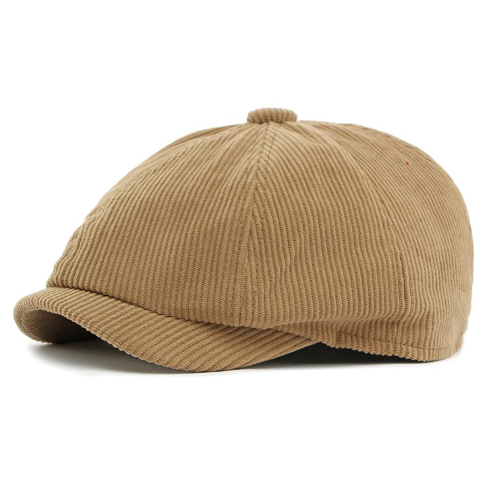 Herbst Winter Mütze Herren Damen Achteckige Mütze Dick Warm Corduroy Britisch Vintage Newsboy Mütze