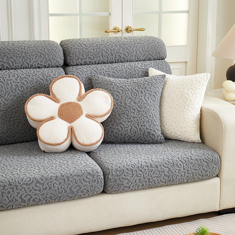 Jacquard Stretchy Thick Polar Fleece Sofa Cover Universal Couch Slipcovers for Living Room Pet Furniture Protector Washable