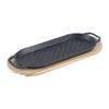 BBQ Grilling Pan with Wooden Base for Vegetables And Steak Frying