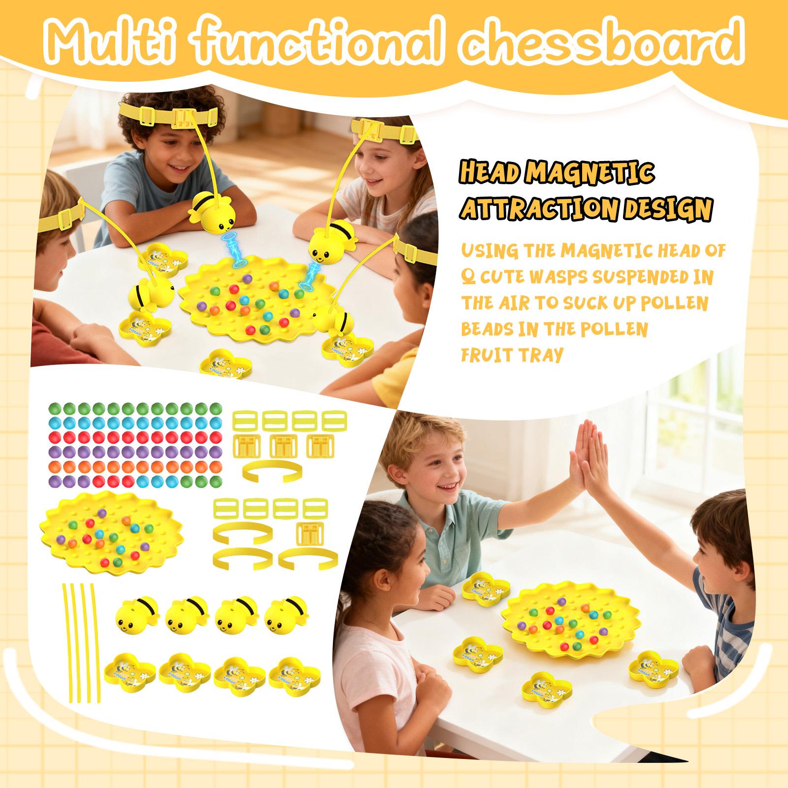 

Magnetic Bee Picking & Tabletop Fishing Game,Adjustable Headband, Educational Focus Toy Ages3+, Family Party Travel Games For Indoor/Outdoor One Size