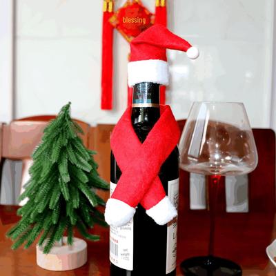 Festive Non-Woven Scarf & Hat Wine Bottle Decor