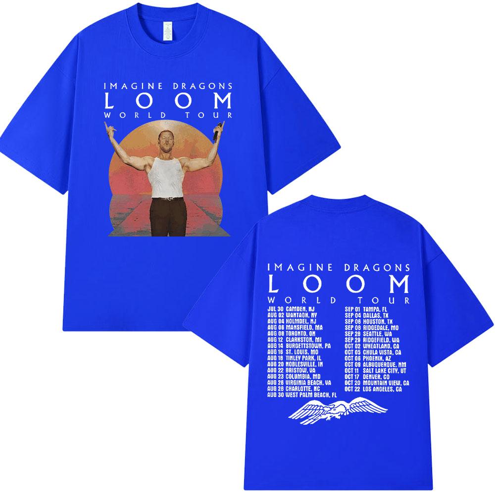 Rock Band Imagine Dragons Loom World Tour T Shirt Hip Hop Street Style T-shirt Men's Women Clothing Cotton Short Sleeve T-shirts