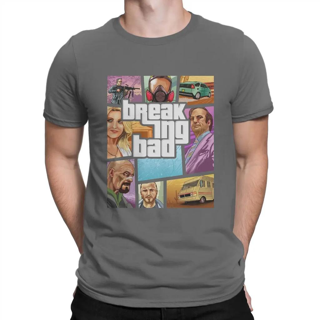 B-Breaking Bad Creative TShirt for Men Poster Round Collar Pure Cotton T Shirt Hip Hop Gift Clothes Streetwear