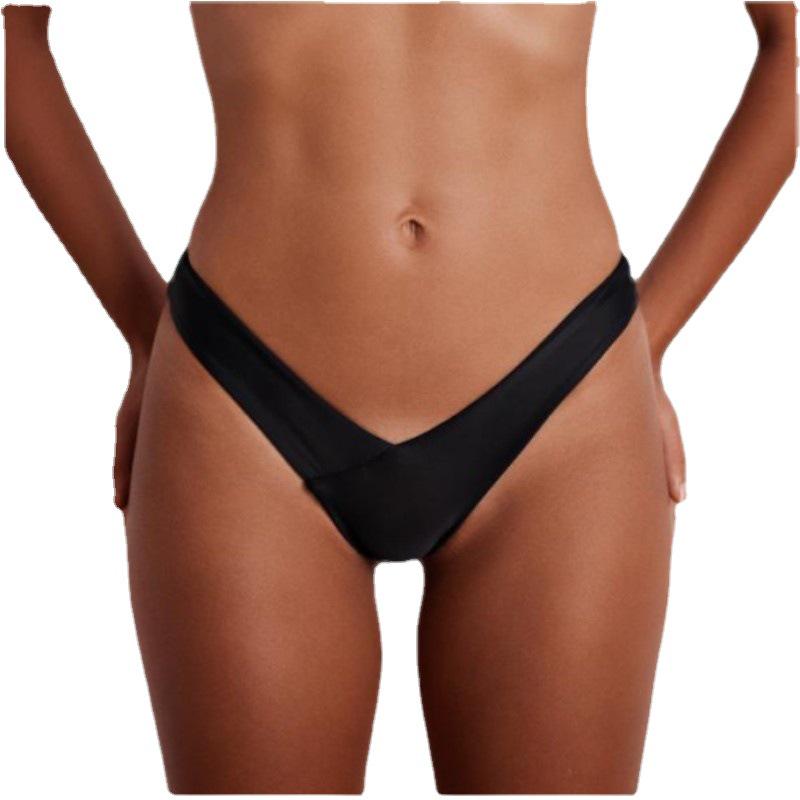 Solid Color Low Waist Triangle Bikini Swim Trunks for Women