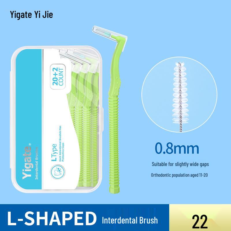 Yijie L-shaped Dental Floss & Interdental Brush - Super Fine Soft Bristles for Orthodontic Gap Cleaning