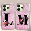 A-Z Black Letter Peony Flower  Shockproof Phone Case For Xiaomi Redmi Note 11 11s 13 Pro 13C 13 Silicone Couple Shell Back Cover