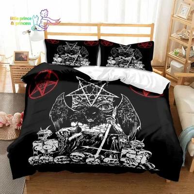 Ložní prádlo Evil Satanic Mantra, sada pro jednolůžko, dvoulůžko, velikost pro dvě osoby, postel velikosti Full Queen, velikost King, sada pro dospělé a děti, 3D tisk
