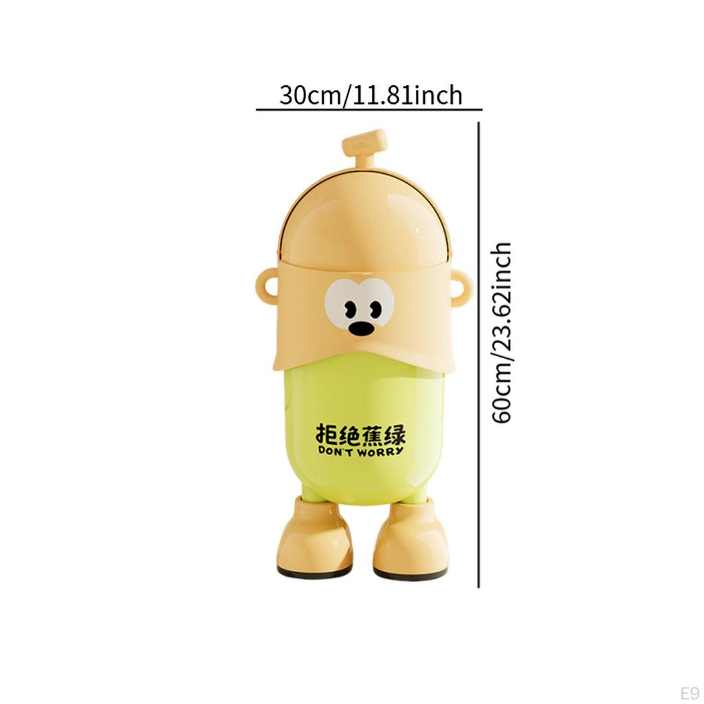 Trash Can Garbage Container Cute Waste Bin Standing Wastebasket with Flip Lid for Kitchen Study Room