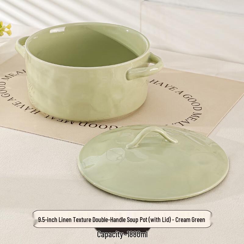 Peiersen Cream Style Ceramic Double-Handle Soup & Noodle Bowl