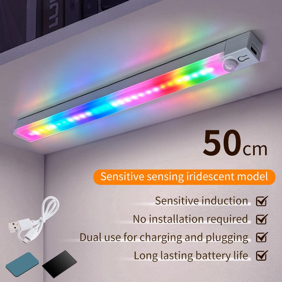Motion Sensor LED Night Lights Rechargeable Magnetic Cabinet Lamp 5Modes RGB Light Bar For Bedroom Living Room Gaming Lighting