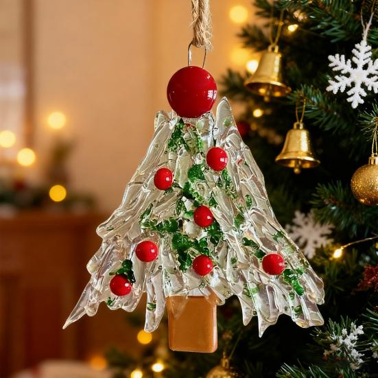 Glass Christmas Ornament Red Green Silver Wreath/Tree Hanging Decoration for Holiday Home Party Decor