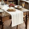 Nordic Table Runner Cotton Linen for Dining Table, Minimalist Long Desk Geometric Line Kitchen Coffee Tea Natural Rustic Home Decor