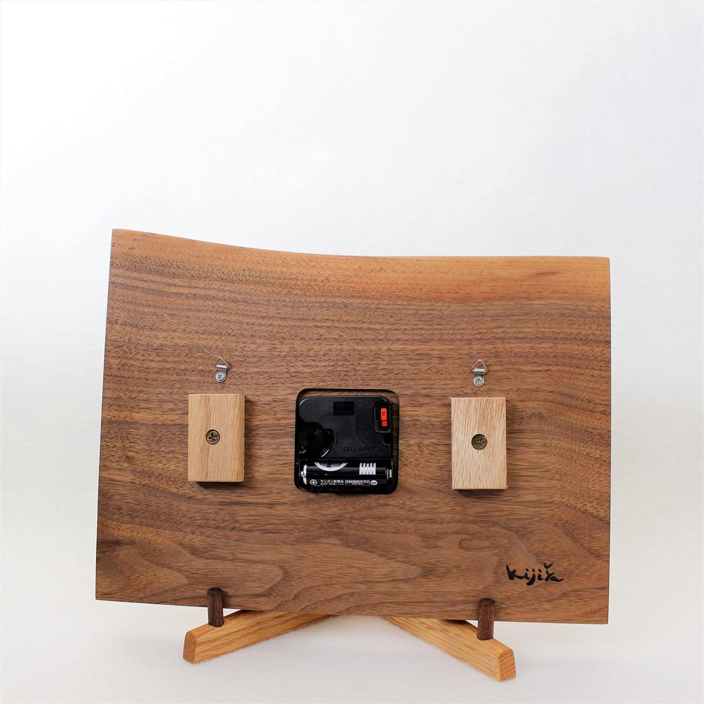 Kijisha Ear Clock Natural Wood Horizontal (Sakura) Approx. 30x17-21cm
