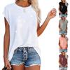 Women's Fashion Round Neck Loose Strapless Printed Top Short Sleeve T-shirt