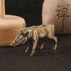Zodiaken Gris Djurfigur Solid Mässing Antik Finish Vildsvin Miniatyrstaty Som Symboliserar Lycka Kontorsdekorationer
