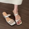 Slope Heel Simple and Versatile One-word Slippers Women's Shoes Wear New Skirt Sandals