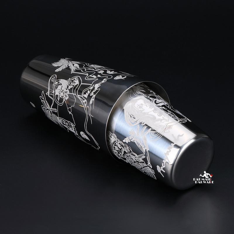 550ml/850ml Engraving Stainless Steel Cocktail Boston Bar Shaker Bar tool