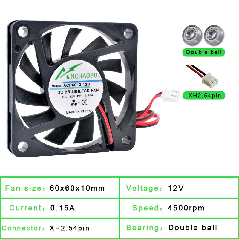 ACP6010 6cm 60mm Fan 60x60x10mm DC5V 12V 24V 2pin Ultra Thin Cooling Fan for Chassis CPU Power Router