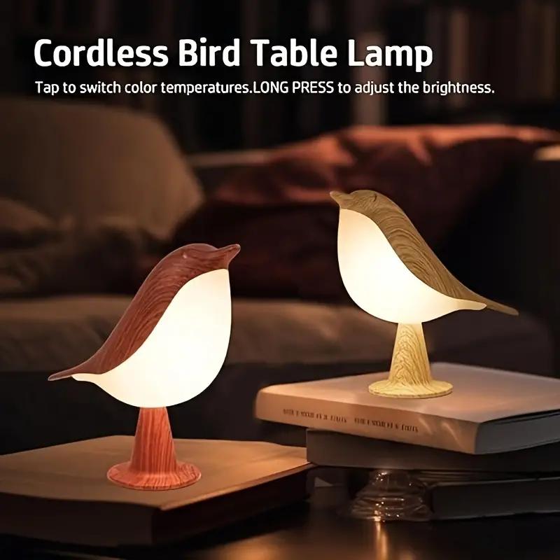 3 Colors Touch Controlled Bird Night Light Rechargeable Cordless LED Lamp Protection Eye Warm for Bedroom & Home Decoration Gift