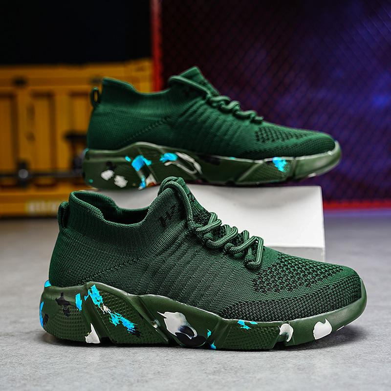 Men's Lightweight Breathable Running Shoes Flat Anti-slip Casual Sneakers Mesh Sneakers