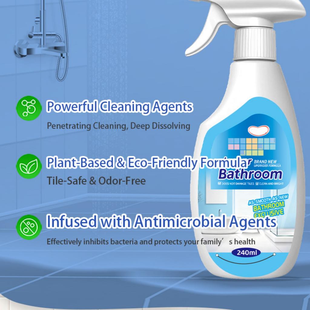 Środek do czyszczenia toalety i łazienki, Zaawansowana zielona technologia Spray czyszczący, Praktyczny środek do czyszczenia toalet Łatwy do czyszczenia płytek, Osadu z mydła, Kamienia kotłowego, Bez smug 240 ml