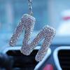 1pc Rhinestone A-Z Letter Car Rearview Mirror Pendant, Car Interior Decor