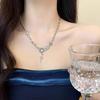 Titanium steel non-fading moonstone cross necklace women's summer light luxury niche design sense senior spice girl collarbone chain