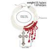 SHIXIN Gothic Red Crystal Tassel Jesus Cross Pendant Necklace for Women Retro Red Imitation Pearl Choker Halloween Jewelry Gifts