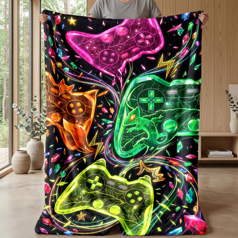 Gaming Headphones and Keyboard Theme Blanket Lightweight Warm Flannel Blanket Decorative Throw Blanket for Home Decoration