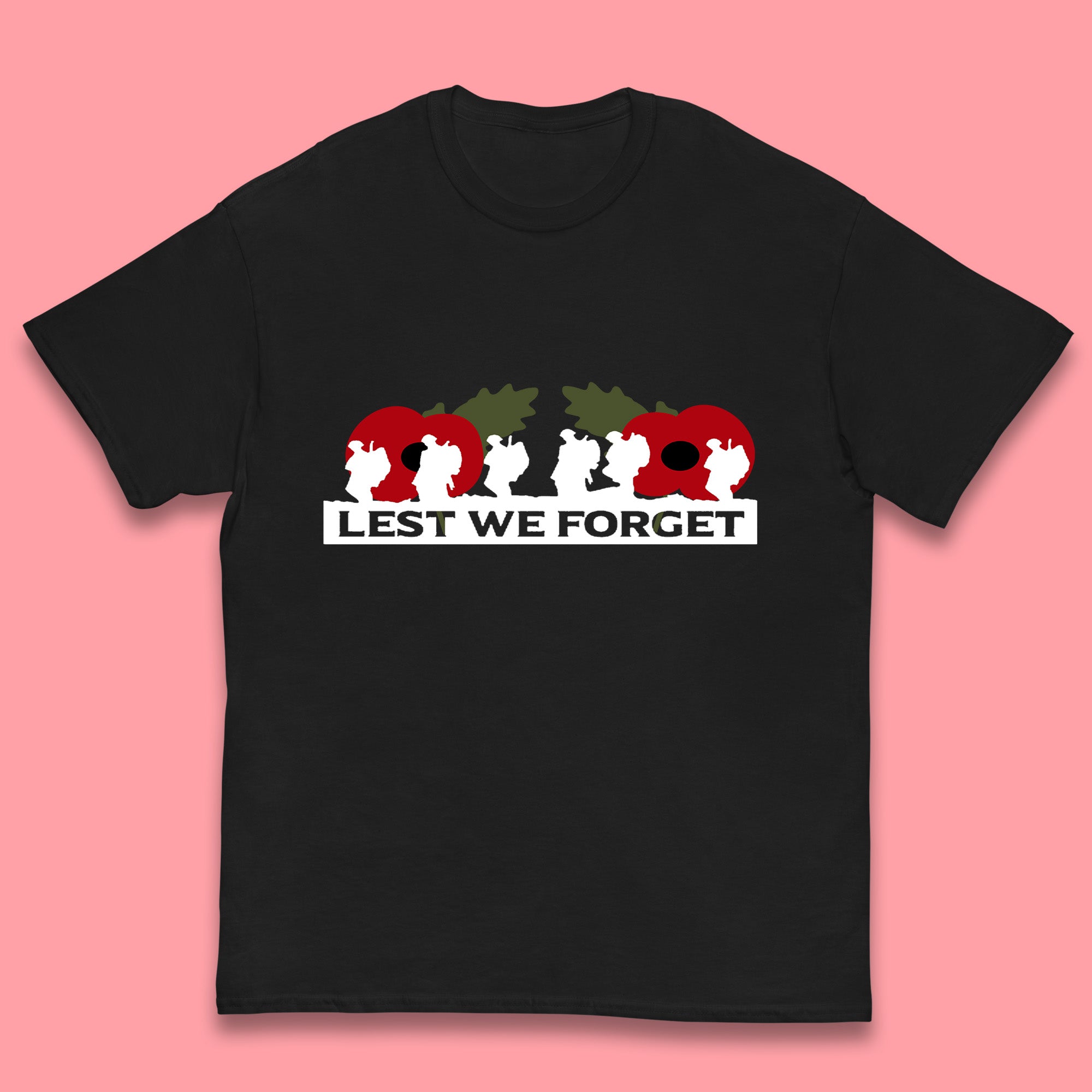 Lest We Forget Remembrance Day Armed Force Day Poppy Flower Soldiers Kids T Shirt 150