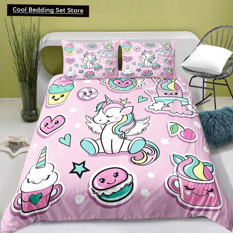 Härligt tecknat mat kung drottning påslakan pärlmjölkste sängklädesset barn tonåringar vuxna efterrätt pommes frites cola polyester täcke