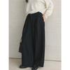 Simple Pleated Tapered Dress Pants Loose Fit Women Casual Elastic Waist Long Pants