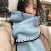 New Year's Red Overlock Knitted Scarf Women's Blue New Winter High End Warm and Cold Proof Atmosphere Scarf