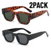 2PCS New Fashion Small Rectangle Sunglasses Men Women Wide Leg Glasses Outdoor Travel Shades Vintage Shades UV400