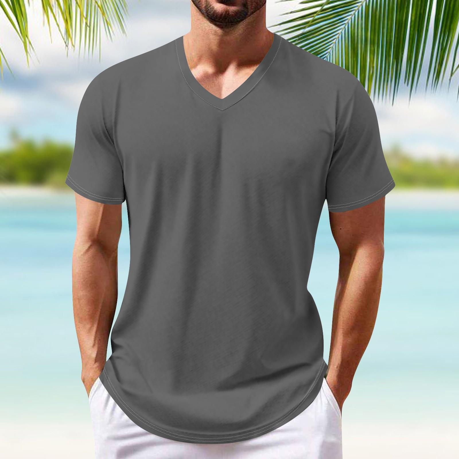 Летняя новая мужская популярная футболка с v-образным вырезом и короткими рукавами с принтом L