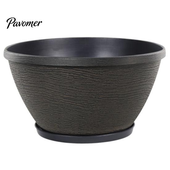 Weather Resistant Flower Basin Resin Planters, Vintage Plant Pot with Drainage Hole & Saucer, Lightweight Retro Style Courtyard Decor for Indoor