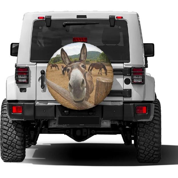 Foruidea Funny Donkey Spare Tire Cover Dust-Proof Wheel Tire Cover Fit Trailer, RV, SUV and Many Vehicle (14, 15, 16, 17 Inch)
