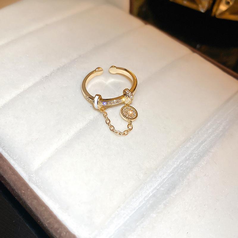 Inel Geometric cu Zircon Placat cu Aur - Modă High-End în Stil Coreean pentru Degetul Arătător