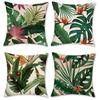 4Pcs Tropical Leaf Cushion Covers, Vibrant Green Monstera & Palm Print Pillow Cases For Sofa Bedroom Living Room 45X45Cm