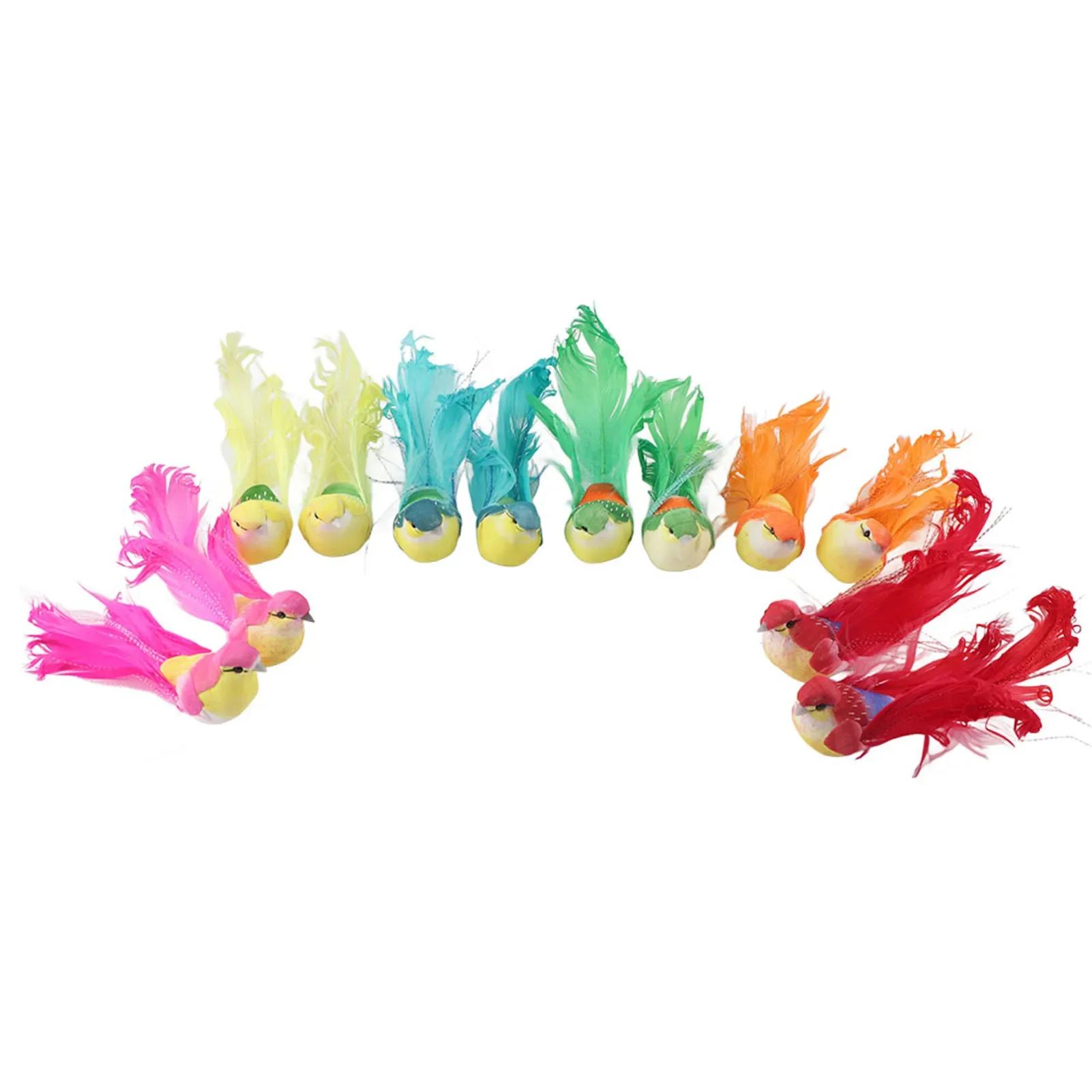 12 шт. Декор из искусственных птиц, имитация птицы с прищепкой, украшение для дома, сада