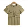 2026 Spring/Summer Butterfly Bead Slim-fit T-shirt: New Arrival, Fashionable Solid Color, Short Sleeve, Korean Style Top.