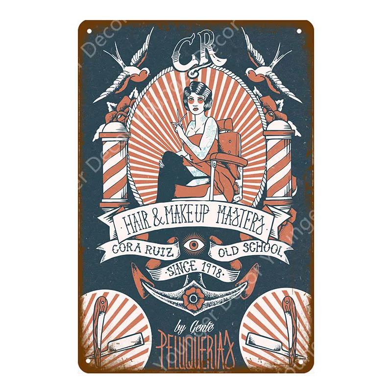 Vintage Barber Shop Metal Signs Shaving Hair Cut Poster Cafe Bar Pub Retro Plaque Haircut and Shave Beard Iron Plates YL002