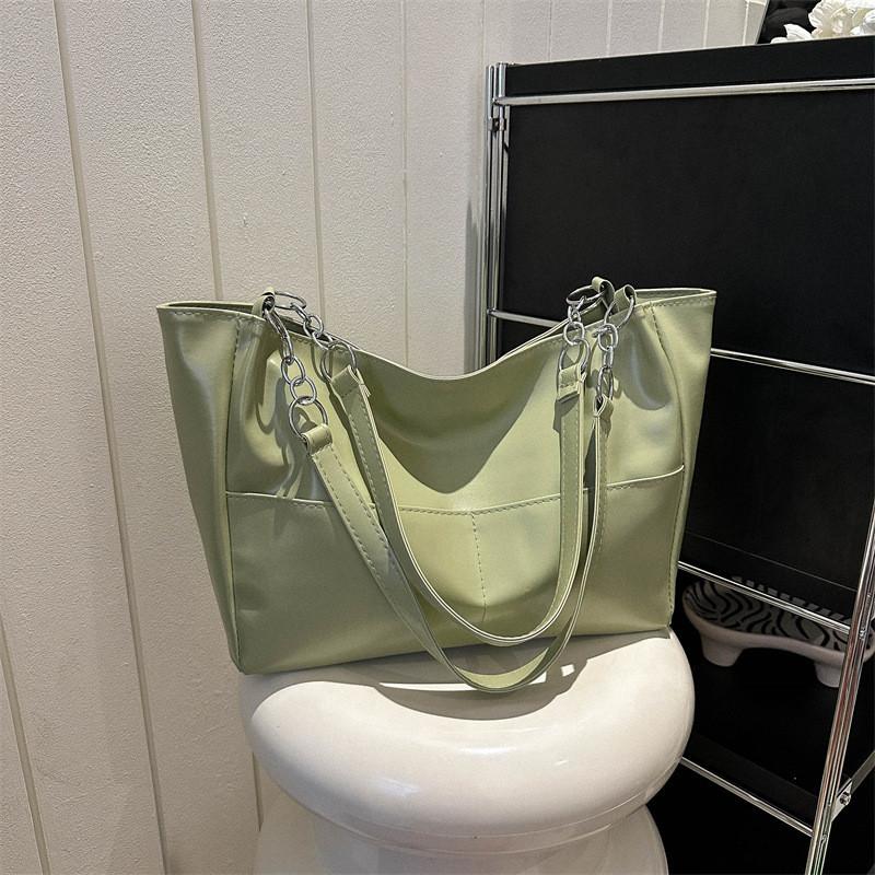 Винтажная женская сумка-тоут большой вместимости, стильная городская простая наплечная сумка для повседневного использования зелёный