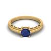 0.65 Cts Round Blue Sapphire 925 Sterling Silver Gold Vermeil Beaded Shank Anniversary Women Ring