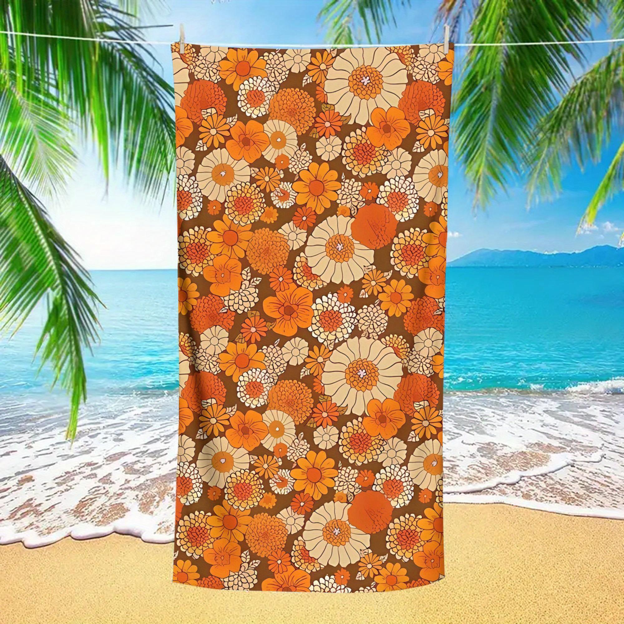 

70S Retro Daisies Flower Power Boho Beach Towel, Oversized Quick Dry Microfiber for Pool Cruise Vacation Gift W40*H60(CM)