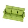 1:12 Doll House Mini Sofa with 3pcs Pillow Living Room Furniture Wooden Doll House Decoration AccessoriesGreen