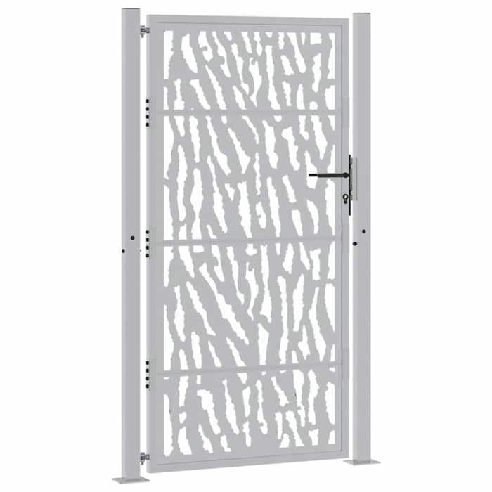 VidaXL Porte de jardin acier résistant aux intempéries design tracés, porte de clôture, porte extérieure, porte en métal, 4100987