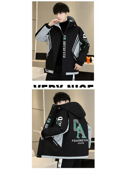 Herren Fleece-gefütterter Windbreaker - Trendige Jacke für Teenager & Mittelschüler (Frühling, Herbst, Winter)