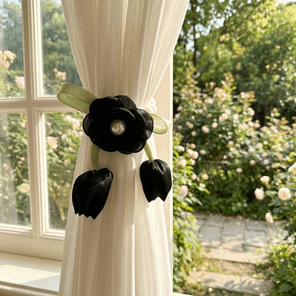 Beautifully Flowers Curtain Straps Magnetic Sheer Curtains Tiebacks Pearl Curtain Buckle  Bedroom