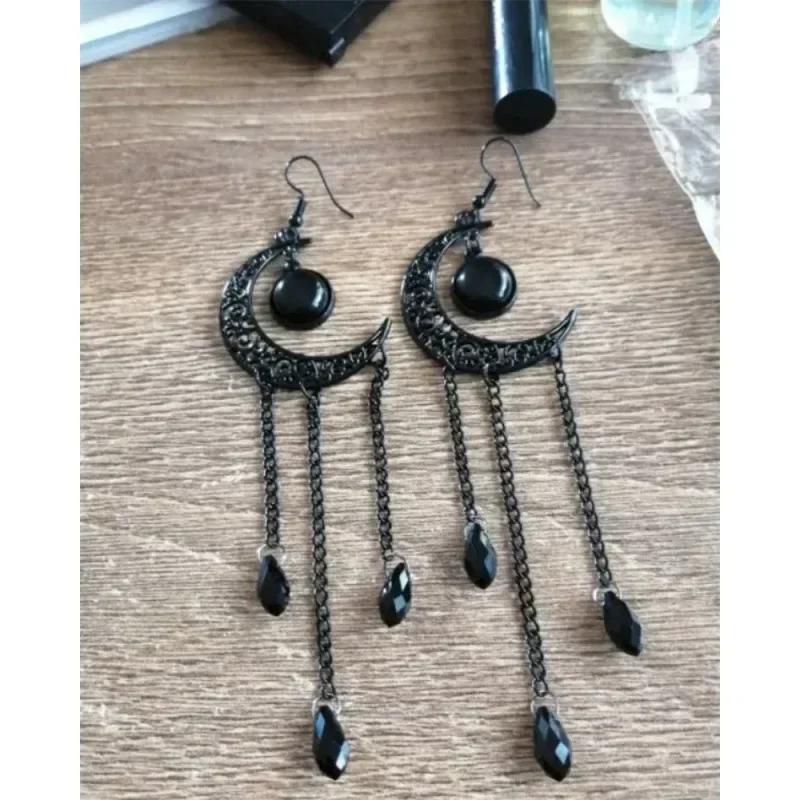 Vintage Gothic Vampire Witch Black Rose Earrings for Women  Creative Holiday Party Personalized Jewelry Accessories